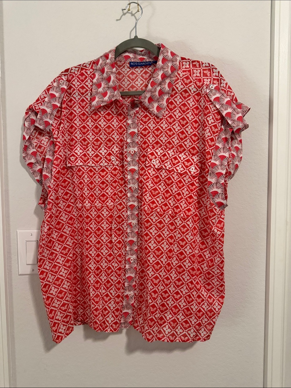 Ros Gardener Red Printed Button-Down Shirt